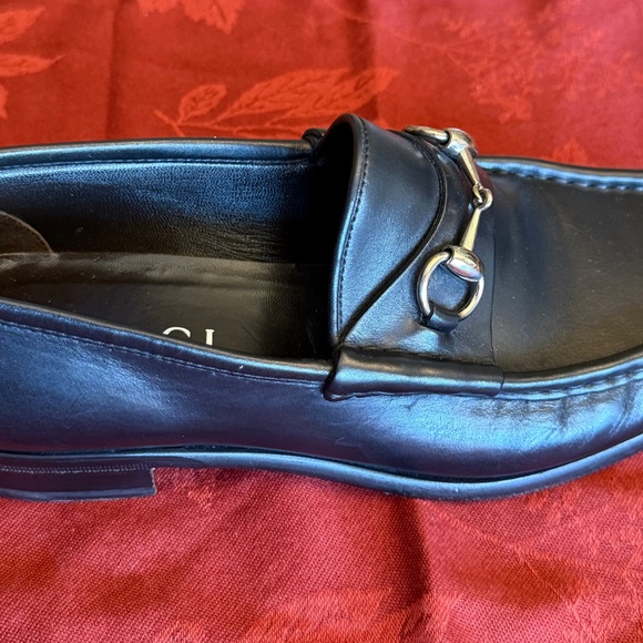 Gucci Shoes Men’s Dress Black Leather Loafers Horsebit Italy Size 8.5 main image 6